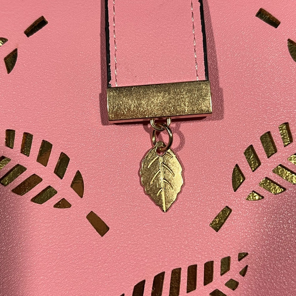 Pink Wallet with Gold Leaf Accents - Picture 2 of 9